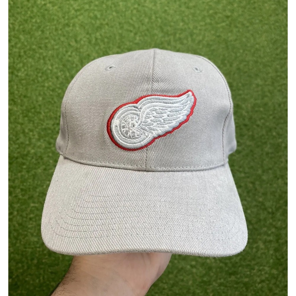 Detroit Redwings Sports Specialties Hat Snapback Cap NHL OSFA Gray Vintage 90s